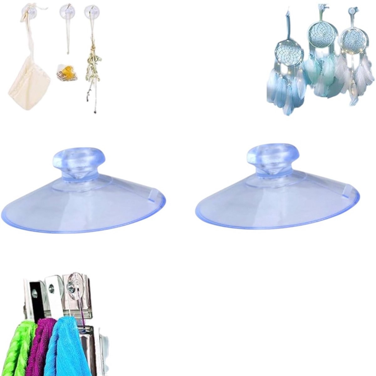 2 stuks - Paddenstoelkop PVC vacuümzuignap - Markless Suction - Transparant blauw - Sterke zuignap voor keukenbenodigdheden - PVC vacuüm sterke transparante zuignap - 5,5 cm paddenstoelkop zuignap