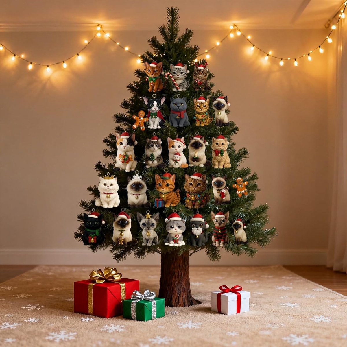 Calendrier De L'Avent Chat 2025 - 24 Pendentifs En Acrylique à Accrocher - Compte à Rebours De Noël Pour Enfants Et Amoureux Des Chats