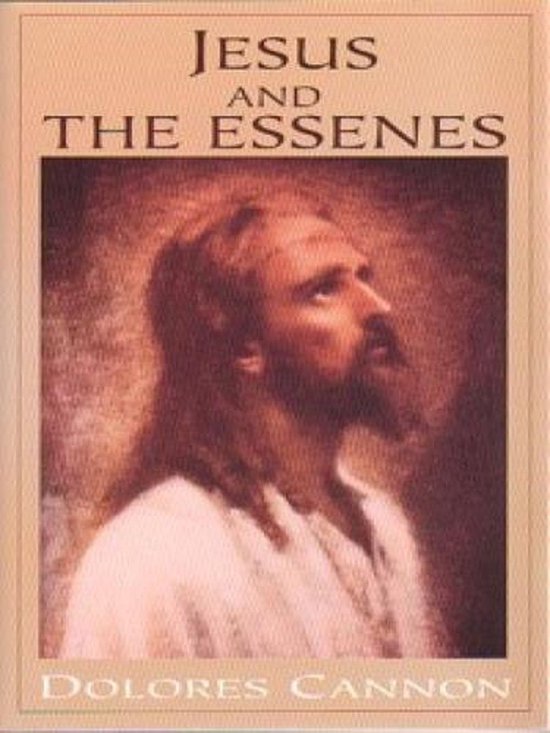 Boekomslag met de titel 'JESUS AND THE ESSENES' en een schilderij van een man met lang haar en een baard die naar de hemel kijkt.
