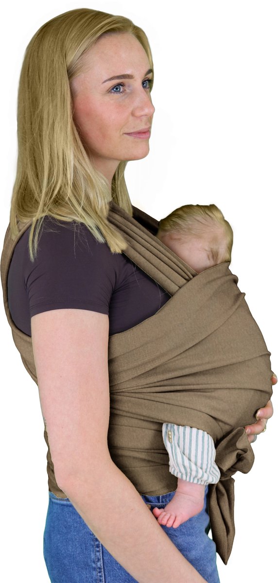 Honeybears – Ergonomische Draagdoek Donkerbruin – Baby carrier – Draagzak – Rekbare draagdoek tot 18 kg – Organisch katoen