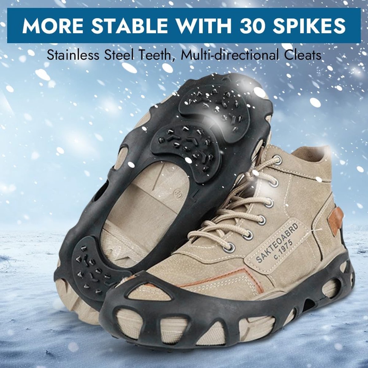 2 Paar Spikes Voor Schoenen Winter - Anti-Glij Crampons Met RVS Punten Voor IJs En Sneeuw