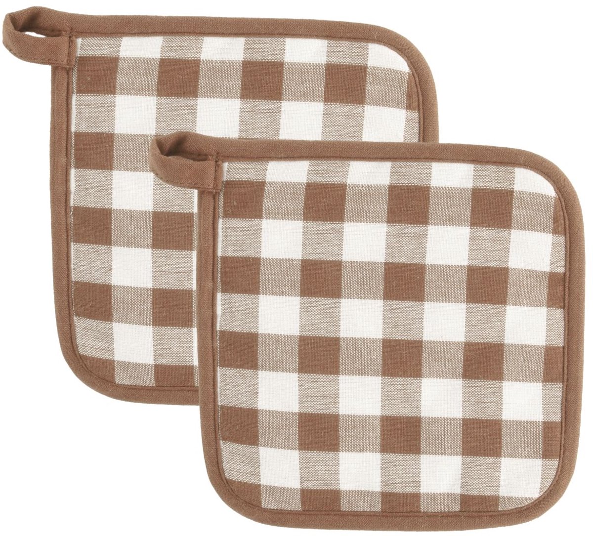 Tiseco Gingham Pannenlap - 2 Stuks - 20 x 20cm - Cognac