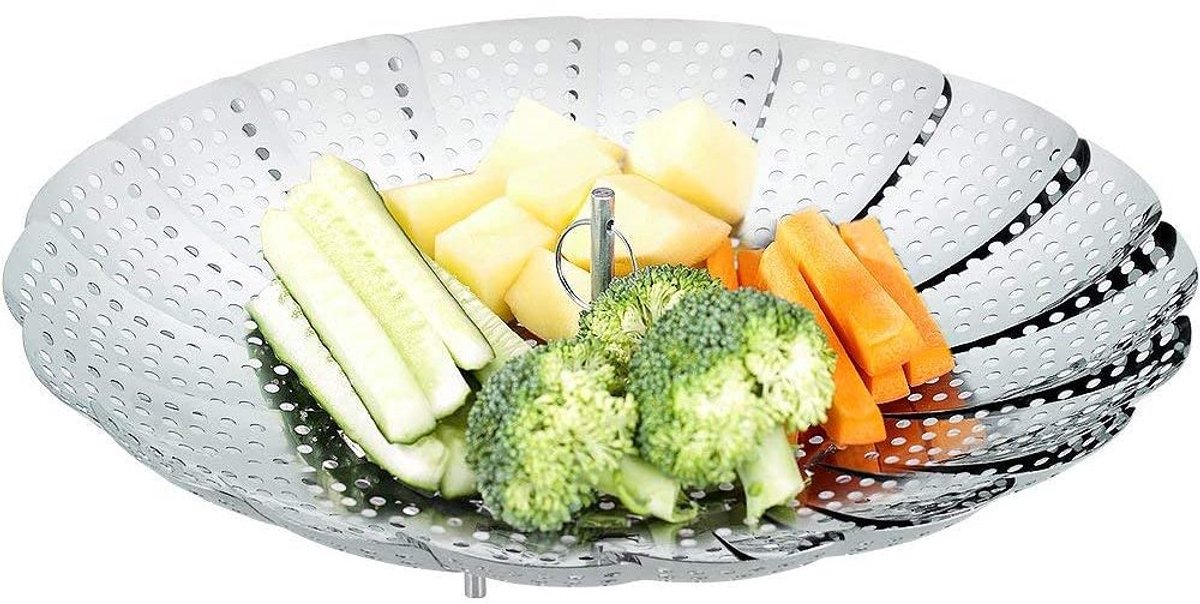 Rvs Stoomrek - Stoommand Pan - Geschikt Voor Dampen Van Groenten En Fruit - 1 Stuk - Zilver
