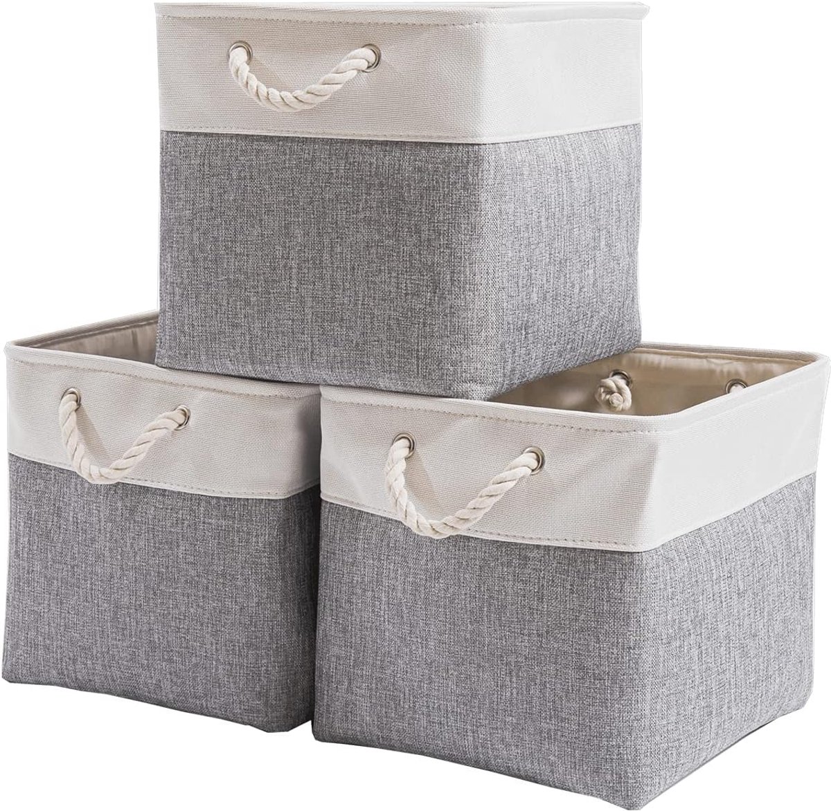 Opbergmanden - Stoffen Opbergmand - 3 Stucks - 33x33x33cm - Opbergdoos - Opvouwbaar - Grijs