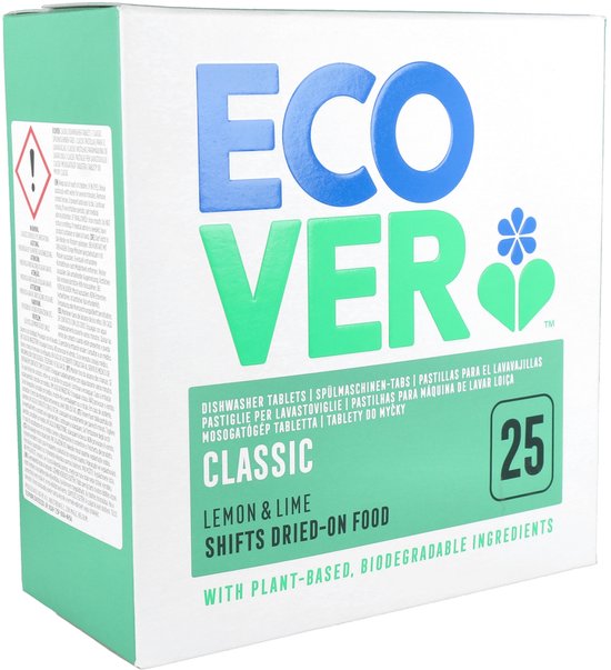 Klassieke citroen- en limoen vaatwastabletten 25 tabletten|Classic lemon and lime dishwasher tablets 25 tablets|Tablettes lave-vaisselle classiques citron et citron vert 25 tablettes