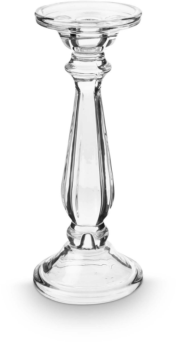 Kandelaar - Transparant - Glas - 9.9x25cm