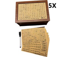 5X CNK- Houten Spaarpot met Aftelmethode – Spaardoos voor Volwassenen – Motiverende Money Box voor Spaardoelen (€500-€10.000) – Stimuleert Spaargewoonte - €500 - €1000 - €2000 - €3000 - €5000 - €10000