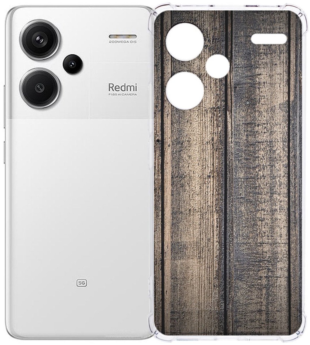 Xiaomi Redmi 13 Pro Plus Hoesje - Steigerhout TPU Antishock