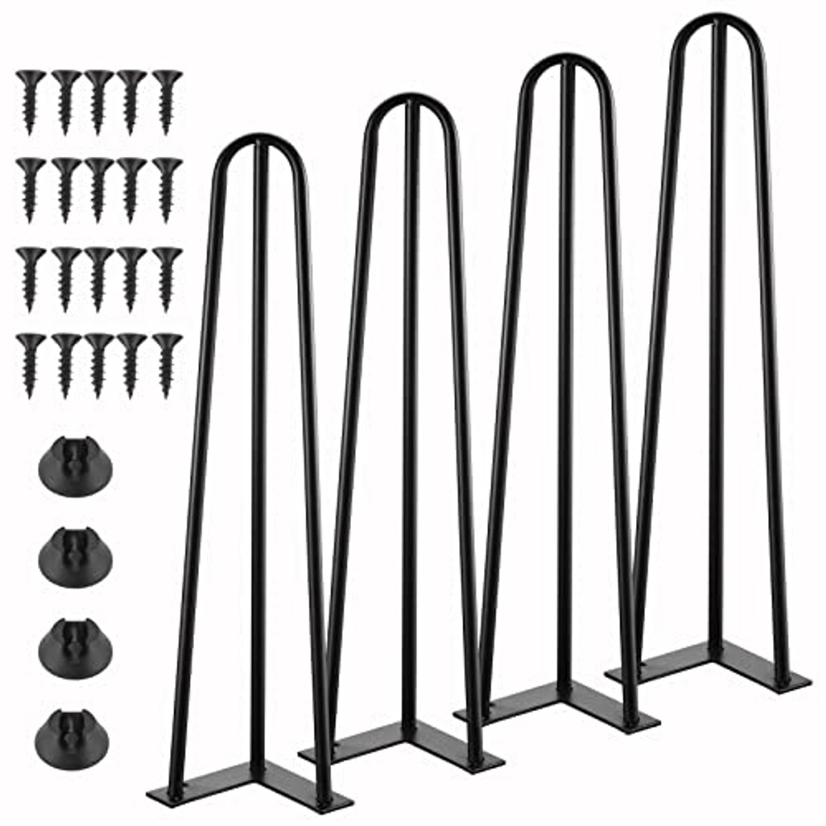 Zwarte verstelbare haarspeld tafelpoten - 4 stuks, 50 cm hoog, stevige metalen meubelpoten voor doe-het-zelf