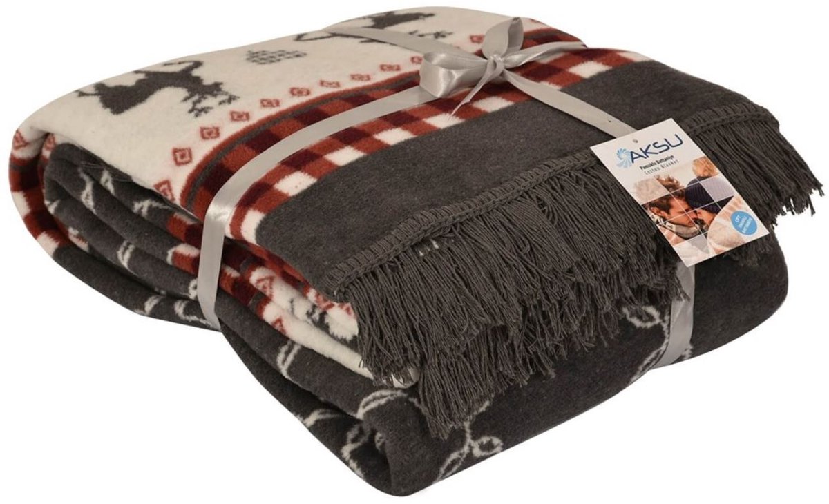 Mila Home Double Cotton Blanket Christmas Model 180x220 cm - Mila Home Dubbele Katoenen Deken Kerstmodel 180x220 cm