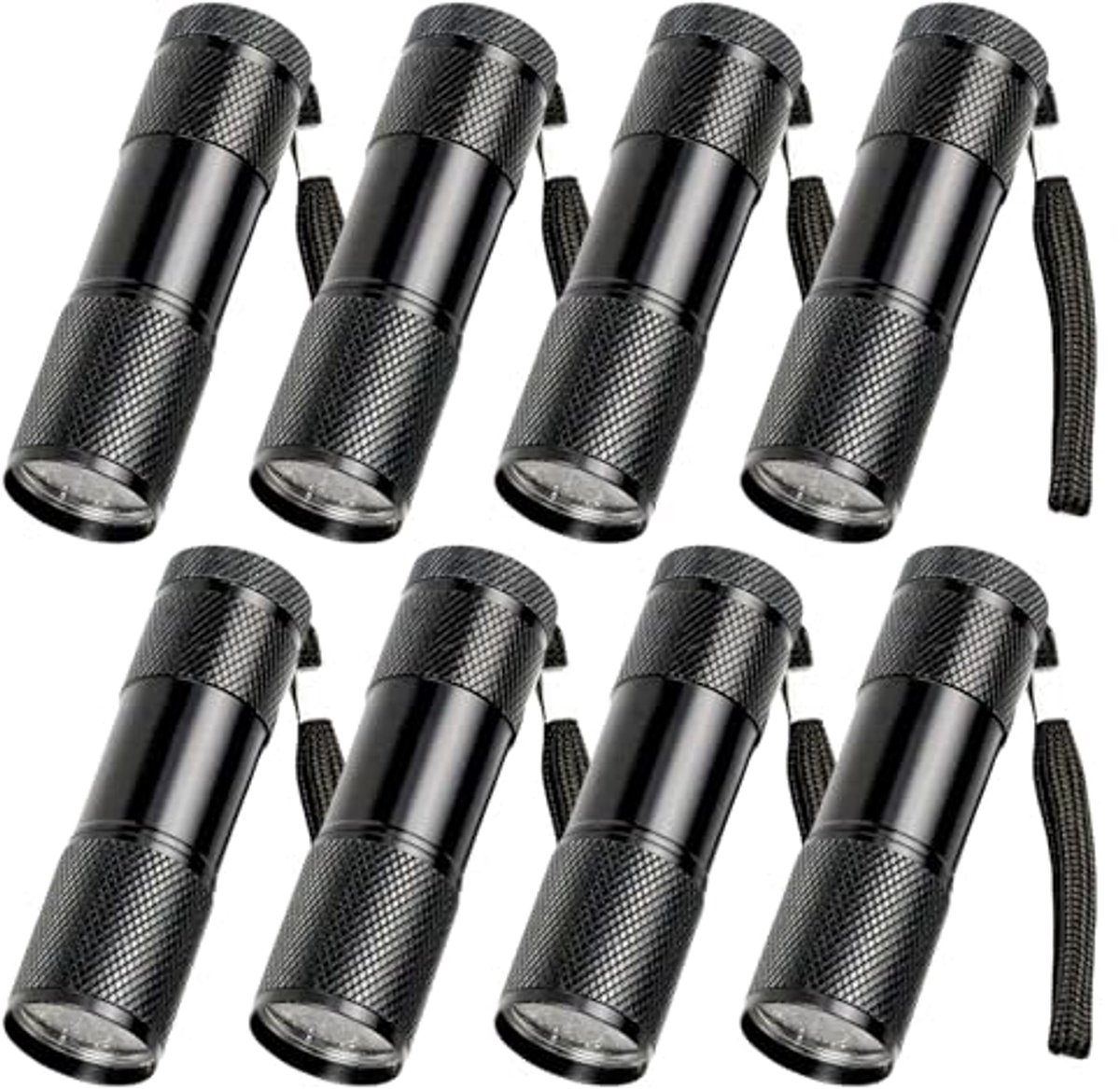 UV-zaklamp 8 stuks met 9 LED's - Mini blacklight zaklamp voor het detecteren van urine en vervalste bankbiljetten
