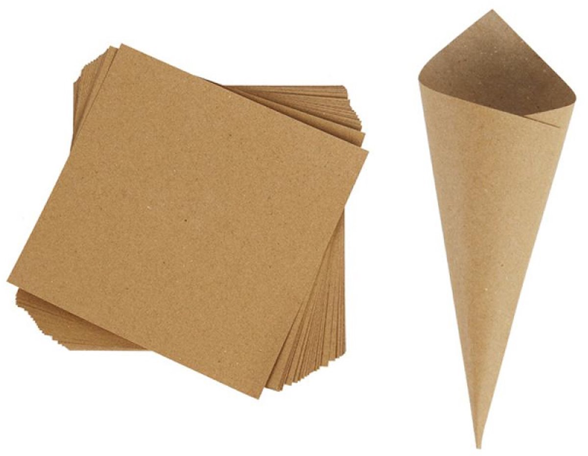 Bruiloft Papieren Kegel Buis - Kraftpapier Bloemconfetti Houder - Natuurlijk en Duurzaam - Voor Tafel- en Ceremoniedecoratie