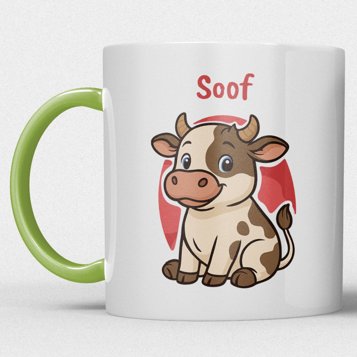kindermok/kinderbeker | gepersonaliseerd met naam | met koe | groen | Schattige illustraties