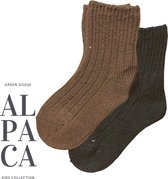green-goose® Alpaca Sokken Kinderen - 2 Paar - Maat 31-34 - Zwart, Bruin - Heerlijk Zacht Alpacawol