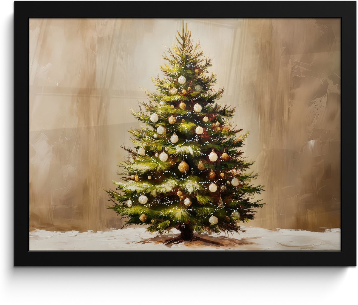 FrameYourWall Poster in lijst - Fotolijst 40x30 cm - Posters - Kerst - Sfeer - Groen - Posterlijst zwart - Decoratie - Wanddecoratie woonkamer - Muurdecoratie slaapkamer - Kerstversiering - Kerstdecoratie voor binnen - Kerstmis