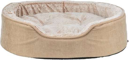 Hondenmand Trixie - Orthopedisch Ovaal Beige - 83x67 cm, Visco-elastisch Schuim, Luxe Pluche