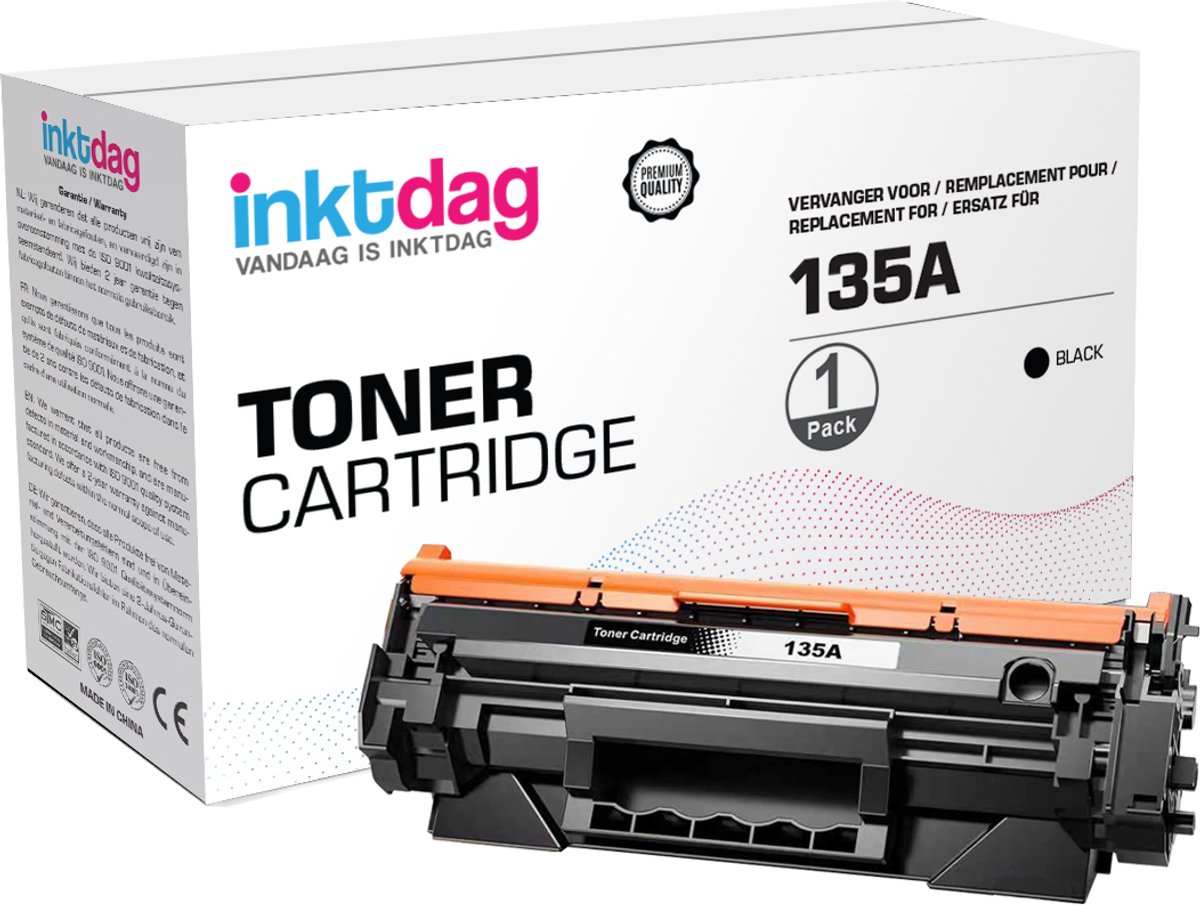 Inktdag 135A 135X Toner (with Chip) Compatible with hp 135a toner zwart W1350A W1350X Zwart for HP Laserjet M209 M209dw MFP M234 M234dw M234sdw M234sdn - 1 Black