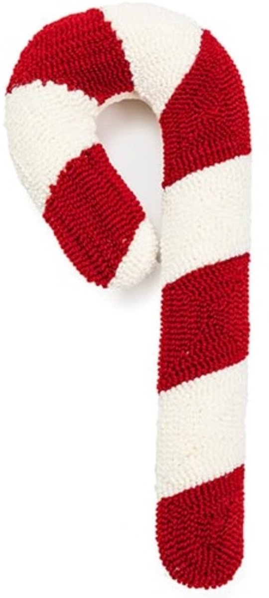 Daity Kerstkussen, wit kussen in de vorm van een zuurstok, kussen met een stok, kerstversiering, zacht winterkussen, schattig pluchen kussen, kussen voor slaapbank, 53x23 cm