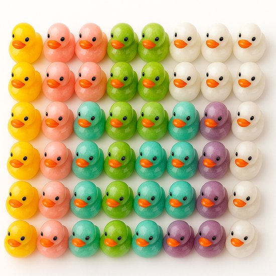 50 pièces mini canards, multicolore, coloré, différentes couleurs - mini canards - résine - petits canards - mignon - miniature - speelgoed - canards de décoration