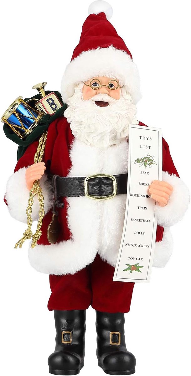 Uten GS19-276 kerstman pop - Kerstbeelden & Figuren - Kerstman - Kerstdecoratie voor binnen - Kerstboomversiering - Hoogte 28cm
