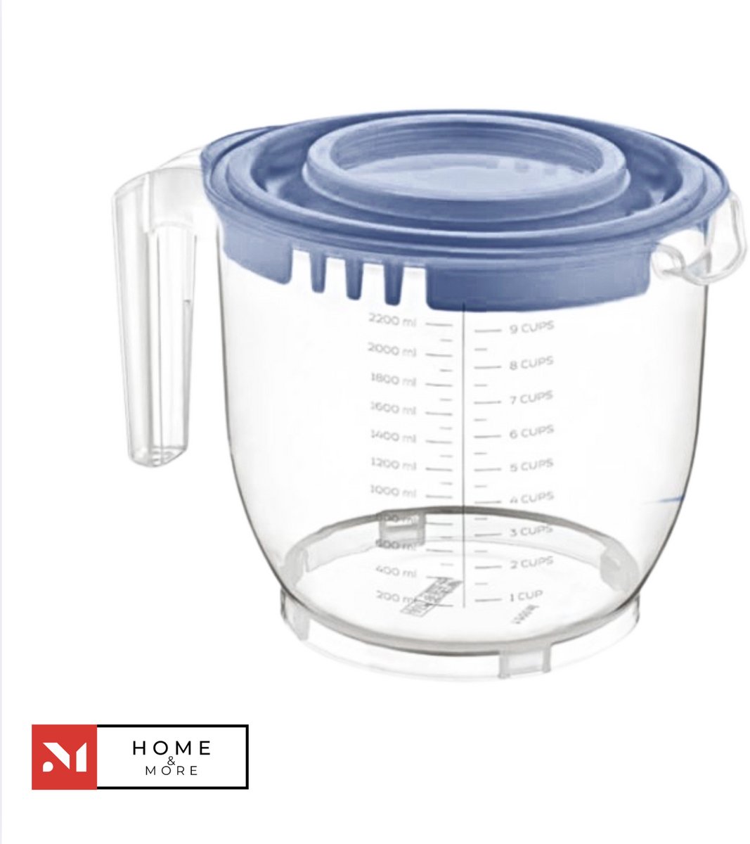 Maat en mixbeker met deksel 2200 ml - Mengkom met deksel - BPA-vrij materiaal - Blauw