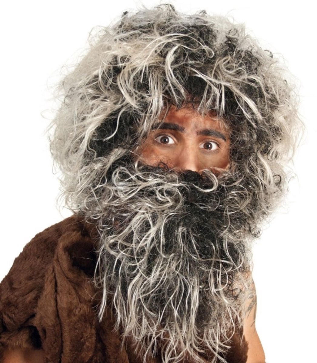 Neanderthaler pruik met baard