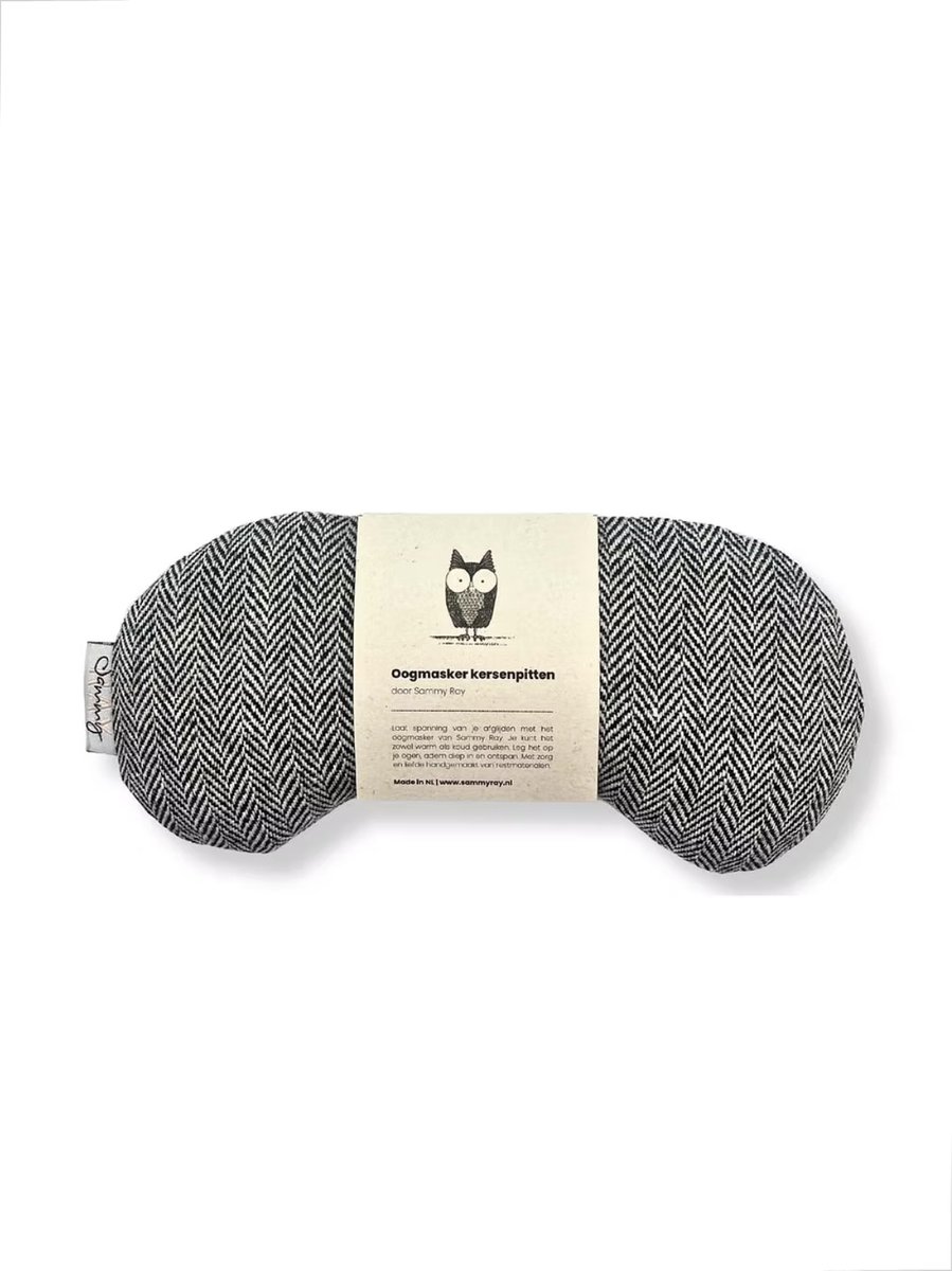 Oogmasker warmtekussen - Grijs gestreept - Duurzaam cadeau - Kersenpitten - Meditatiekussen - Oogkussen - Yoga - Meditatie - Ontspanning - Migraine