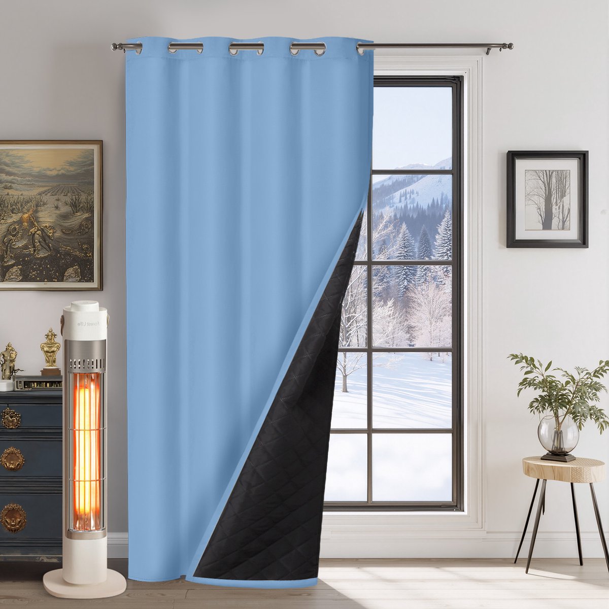 Qelus Verduisterende Gordijnen - Kant en Klaar Gordijn - Dikke Verduisterende Thermische Gordijnen - 1 stuk Voor Een Lekker Warme & Stille Woonkamer/Slaapkamer- B132 X H244 cm (Blauw)