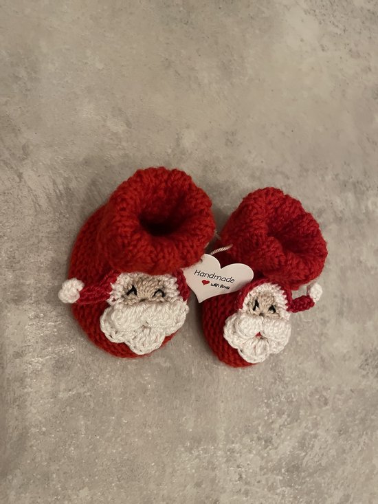 Maminobaby.nl baby geschenkset meisjes/jongens | Handgemaakt | Gehaakte Babyslofjes | Kerstman | Kraamcadeu | Babyshower | Kerstcadeau — afbeelding 3