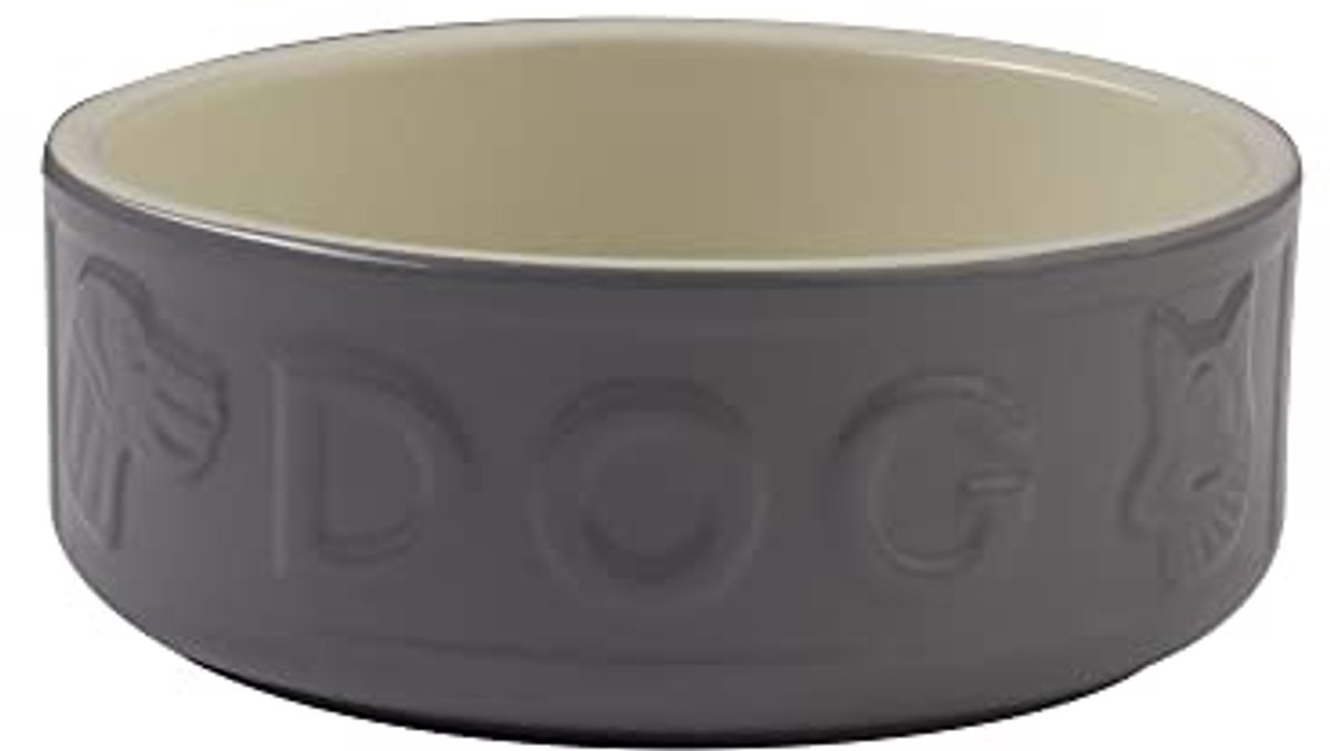Hondenbak met Letters Grijs 15 cm - Duurzame Voederkom voor Middelgrote en Kleine Honden
