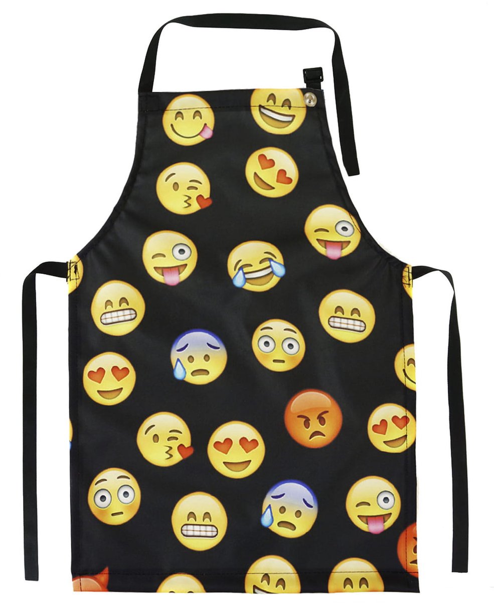 FEROCITY - Kinderschort Universele kindermaat Schildersschort - Werkschort - Unisex - Emoji Zwart
