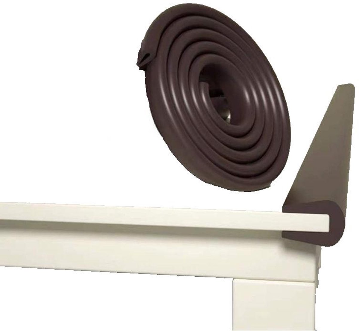 Image of 4m schokbestendige schuimrol tafelrandbeschermer van glas, babyveiligheid, randbeschermer, antibotsingsstrip voor tafel, 2 x 2m,Bruin