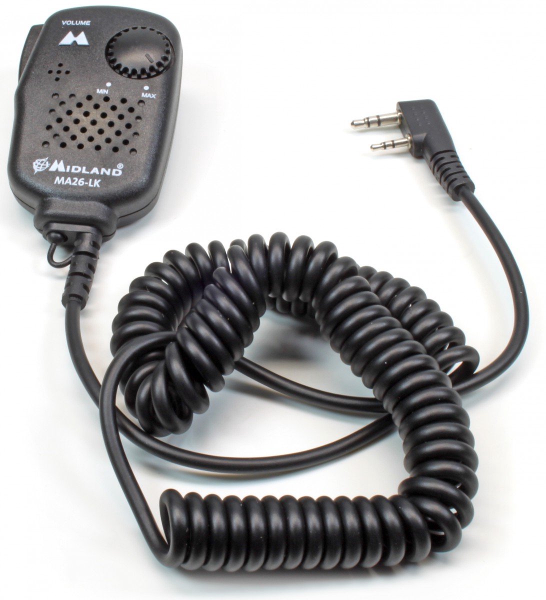 Midland MA-26LK Speakermicrofoon C515.04 Kenwood 2 pins , volumeregeling, earphone aansluiting, portofoons