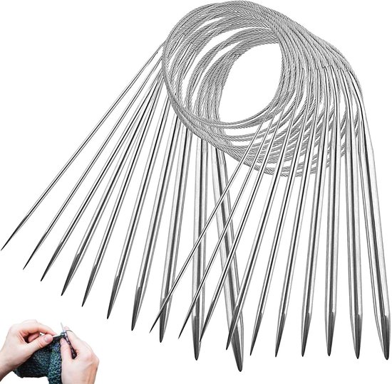 Rondbreinaalden Set - Metalen rondbreinaalden 80 cm - Breinaalden voor Rondbreien - RVS - 10 Stuks - Voor truien, sjaal, deken of groot project