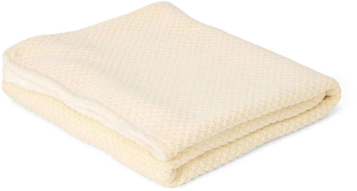 Gebreid ledikantdeken - Fleece – Wit – Essentials