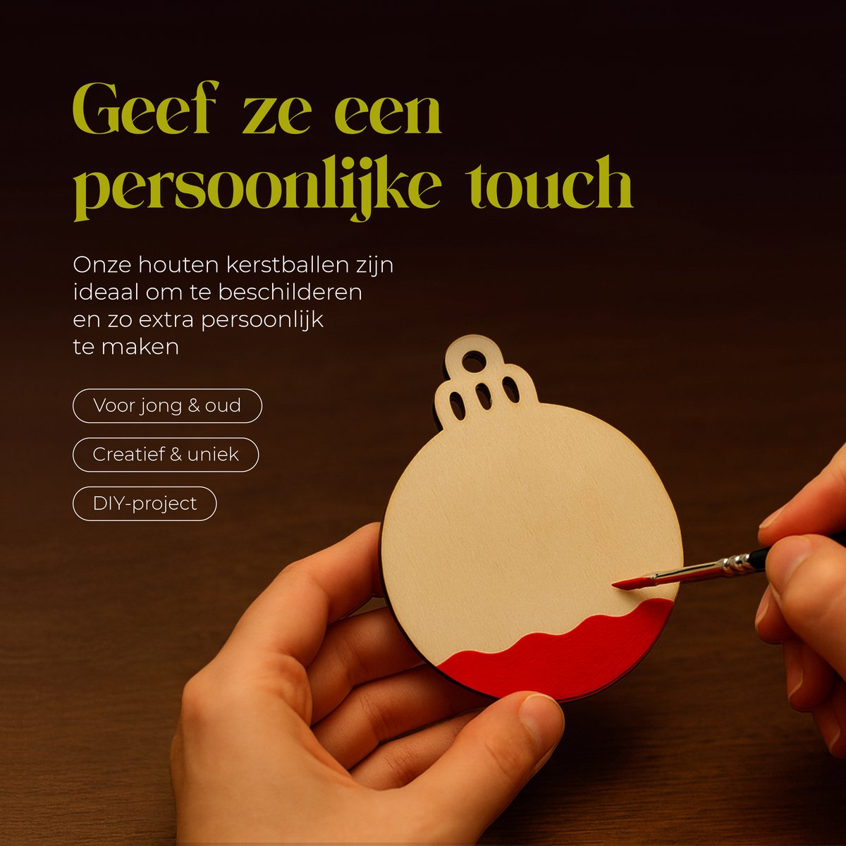 Giftmas Houten Kerstballen 50 Stuks - 6,5 cm - Kerstboomversiering - Kerstversiering Naturel Hout - Zelf Versieren en Kerst Knutselen – foto 2