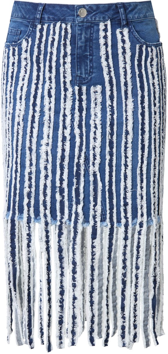 Angel of Style - Dames - Jeansrok slim fit lange franjes 5-pocket - Blue stone - Maat 60