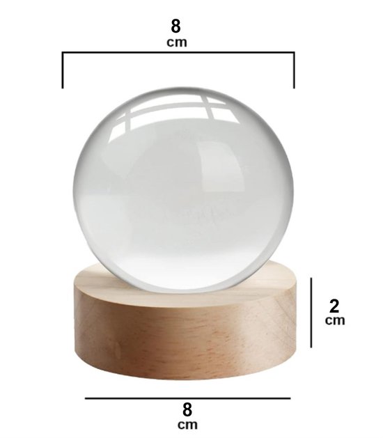 Kristallen LED-bol “Paard & Prinses” - Magische 3D Nachtlamp in Glas met Houten Basis van Merkloos — afbeelding 4