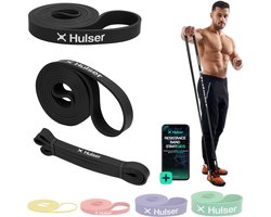 Hulser Resistance band 11 tot 30 kg - 104 / 208 cm - Met digitale startgids - Weerstandsband voor pull up - Fitness weerstandband - Stretch elastiek - Bands - Power band weerstandselastiek - Zwart