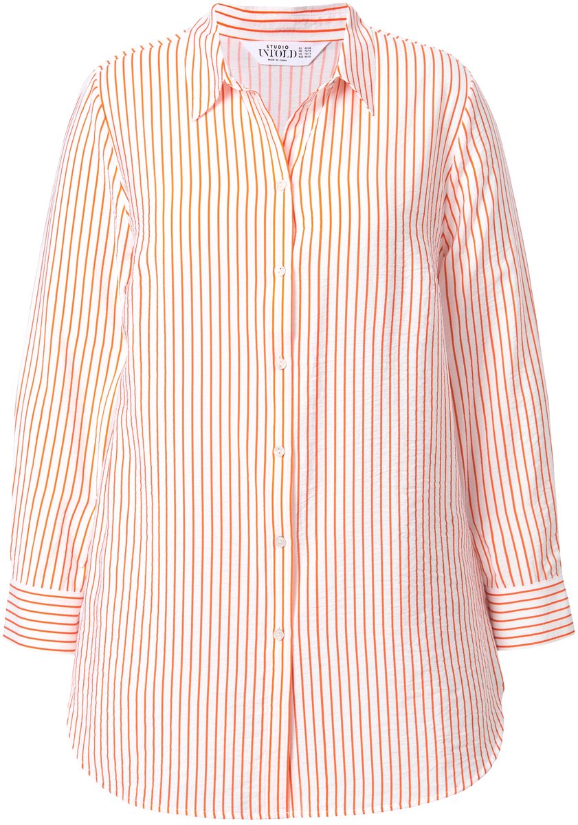 Studio Untold - Dames - Overhemdblouse recht model strepen - Roodoranje - Maat 46+