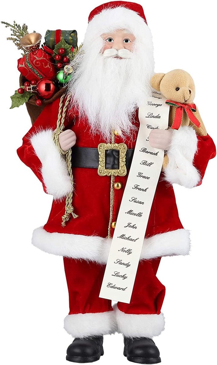 Uten GS19-1286 kerstman pop - Kerstbeelden & Figuren - Kerstman - Kerstdecoratie voor binnen - Kerstboomversiering - Hoogte 47cm