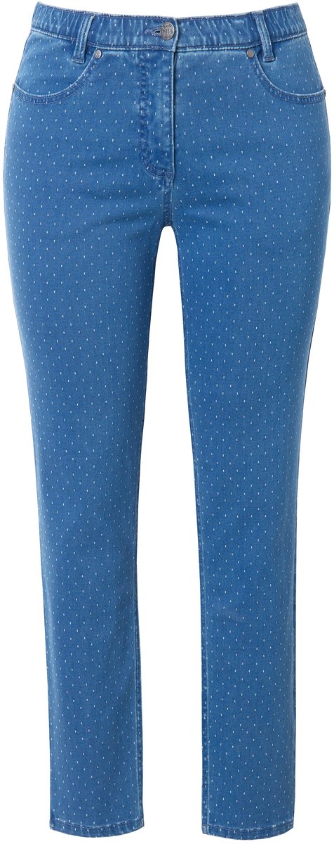 Ulla Popken - Dames - Jeans Sarah stippen smalle taps toelopende pijpen - Blauw denim - Maat 54