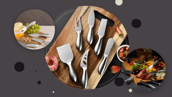 HI NATURE™ couteaux à fromage lot de 6 - Couteaux à fromage - couteau à fromage | Set de couteaux à fromage pour tous types de fromages - Couteau à tartiner - Passe au lave-vaisselle - Acier inoxydable - Argent