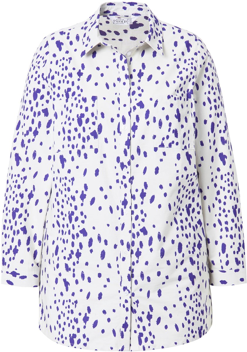Studio Untold - Dames - Overhemdblouse boxy model stippenprint - Off-white - Maat 42+