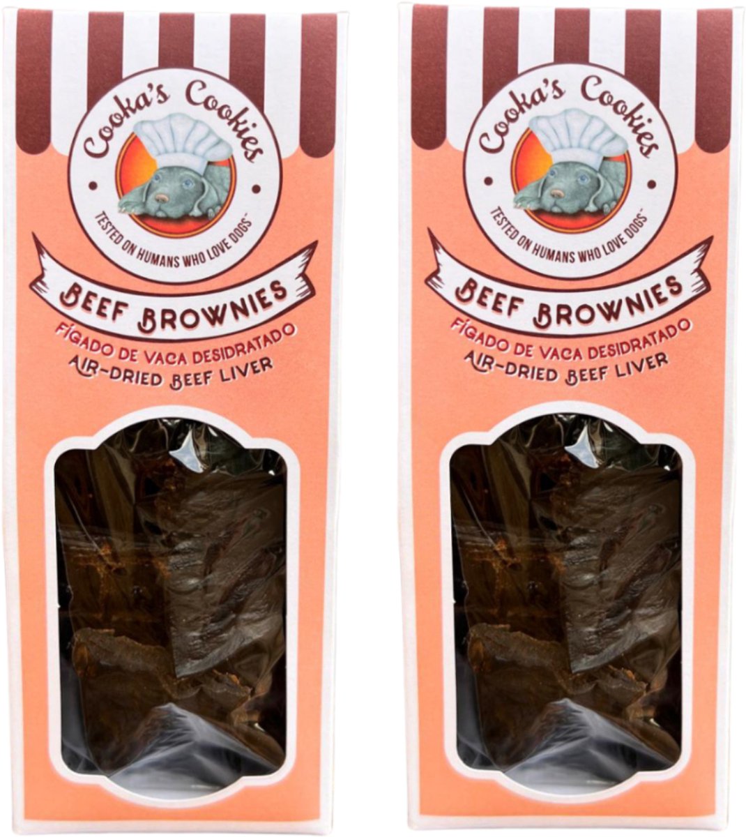 Cooka Cookies - 100% Natuurlijke Hondensnacks van gedroogd Rundvlees-2-PACK Beef Brownies- Voordeel set