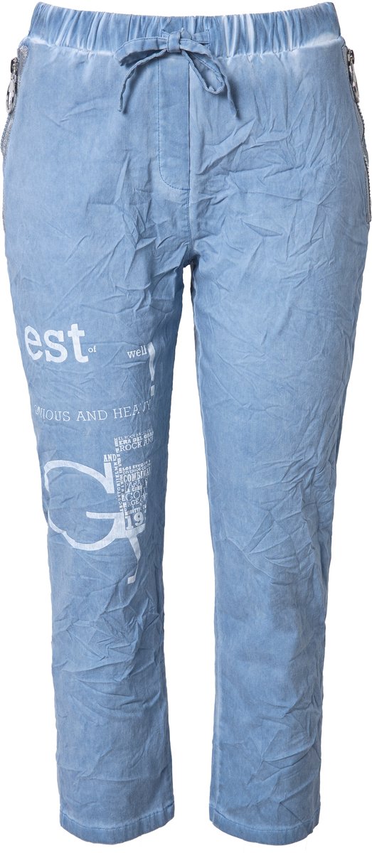 Angel of Style - Dames - Broek joggpants crinkle ritszakken - Hemelsblauw - Maat 58
