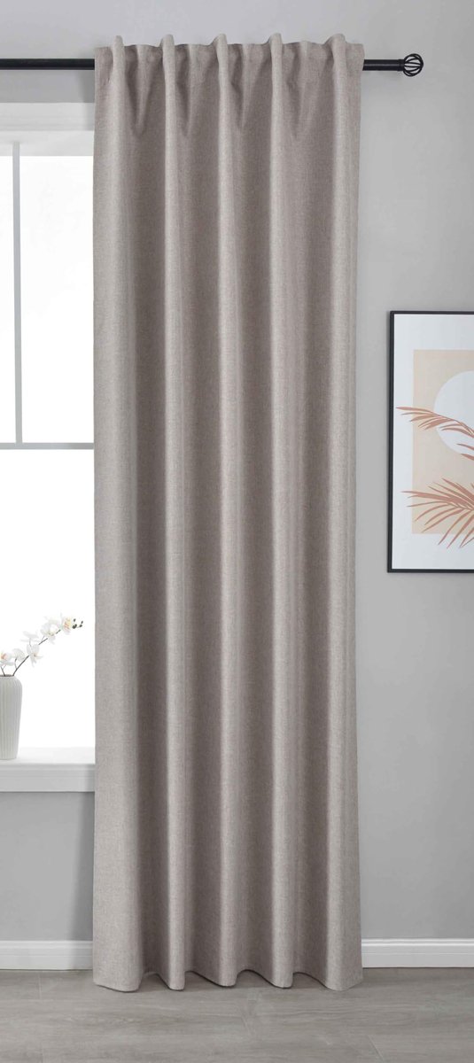 Ibenzoa Verduisteringsgordijn 245x140 cm Taupe met Multiband voor Optimale Privacy