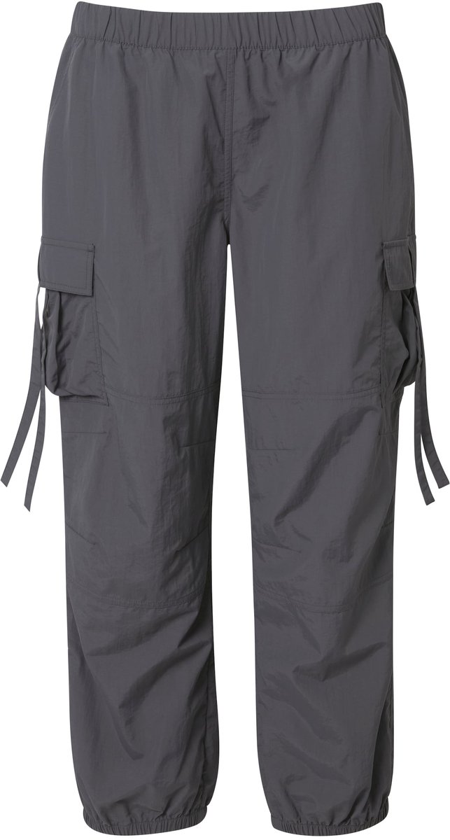 Ulla Popken - Dames - Cargobroek utility-style elastische tailleband - Grafietgrijs - Maat 42