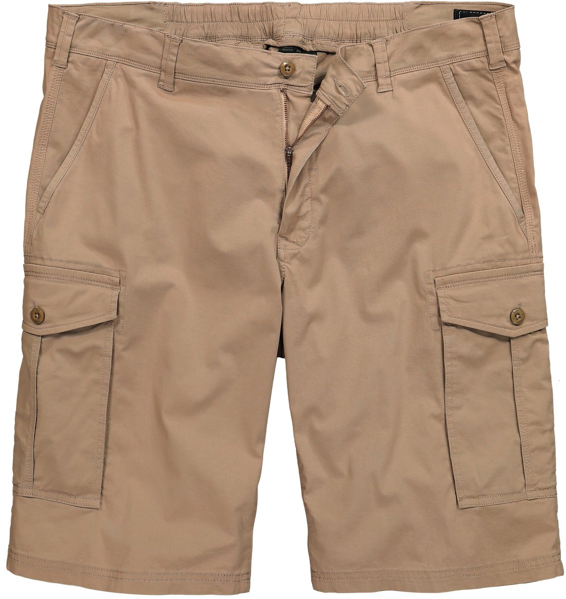 Men Plus - Heren - Cargobermuda baggy fit keperstof elastische tailleband - Mos - Maat 52