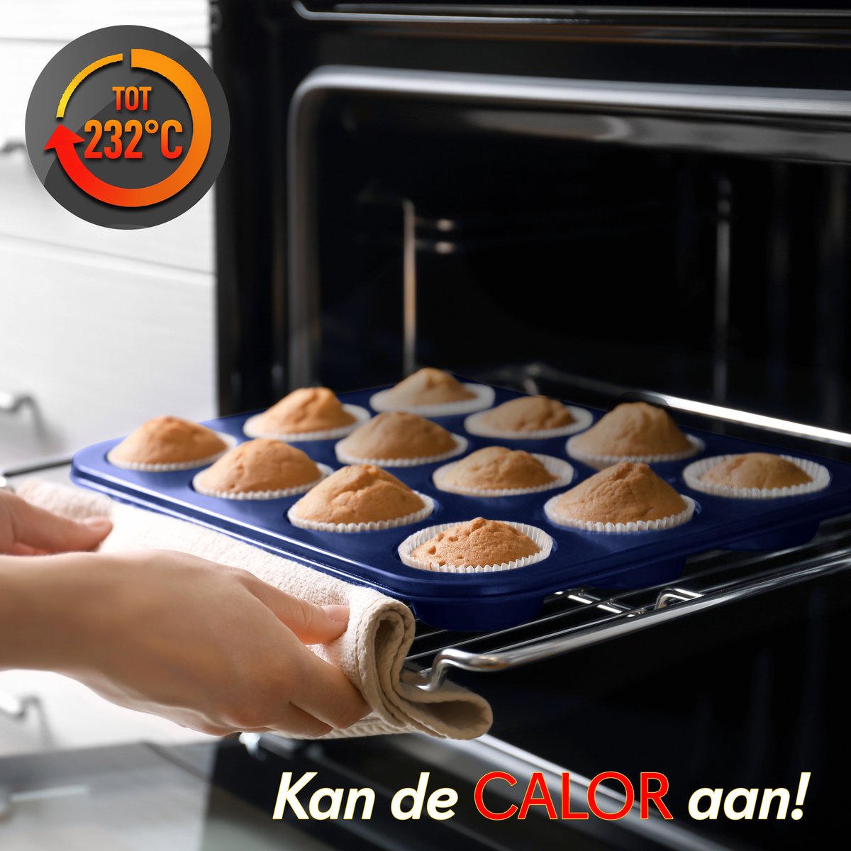 NutriChef 6-delige Bakvormenset – Antiaanbak Carbonstalen Bakplaten met Koekjesplaat, Muffinvorm, Cakeblik, Ronde & Vierkante Vorm – Oven- & Vaatwasserbestendig – foto 4